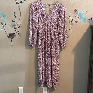 H&M floral long sleeve midi dress S